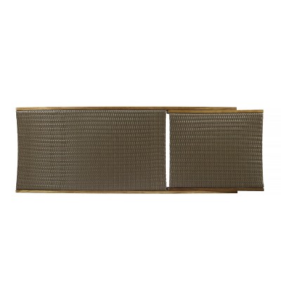 Teak and Brown Wicker Chaise Lounger with Pull-Out Tray, Set of 4