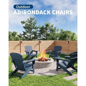 coucheta Modern HDPE Adirondack Chair Set of 4 with 2 Side Table, Oversize Weather Resistant Firepit Chair with Wooden Textured for Patio, Deck, Pool - 1 of 4