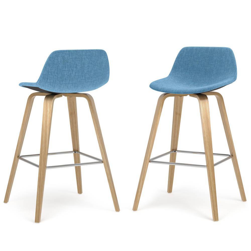 Photos - Chair Set of 2 Cacey Bentwood Counter Height Barstools Medium Blue - Wyndenhall