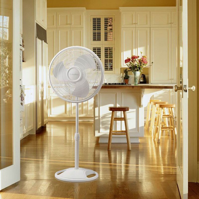 Lasko 2520 16 Inch 3-Speed Quiet Adjustable Tilting Wide-Area Oscillating Standing Pedestal Fan for Bedroom, Kitchen, Home, and Office, White, 5 of 7