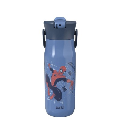 Zak Designs 20oz Spider-Man Stainless Steel Vacuum Insulated Kids' Water Bottle Blue