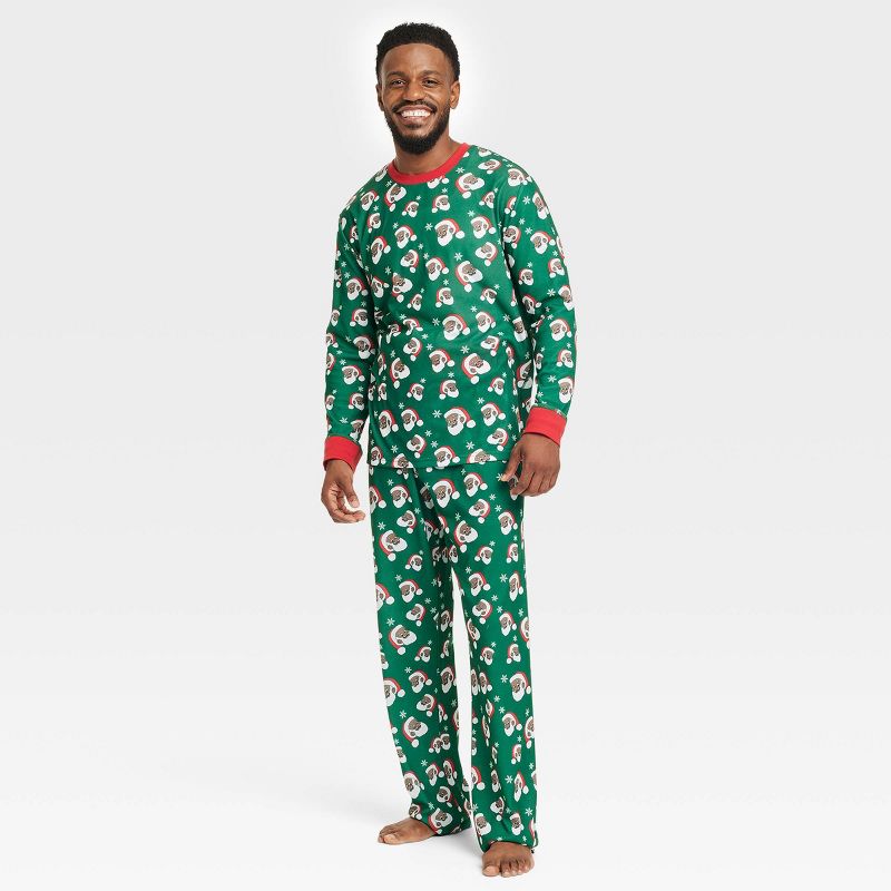Greentop Gifts Men&#39;s Santa Print Matching Family Pajama Set - Green, 1 of 4