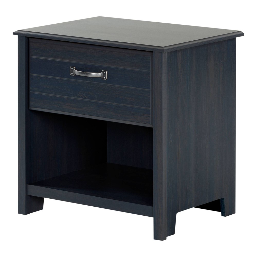 Asten 1-Drawer Kids' Nightstand Blueberry - South Shore: Modern Bedside Table, Rectangle, Particle Board
