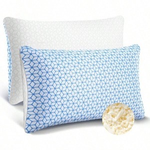 Cooling Firm Shredded Foam Queen Pillow Set of 2 for All Sleep Positions - 1 of 4