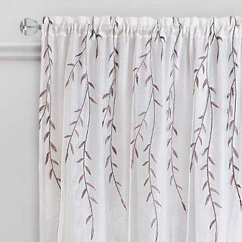 Kate Aurora Traditional Home 2 Pack Double Layered Embroidered Floral Sheer Curtains