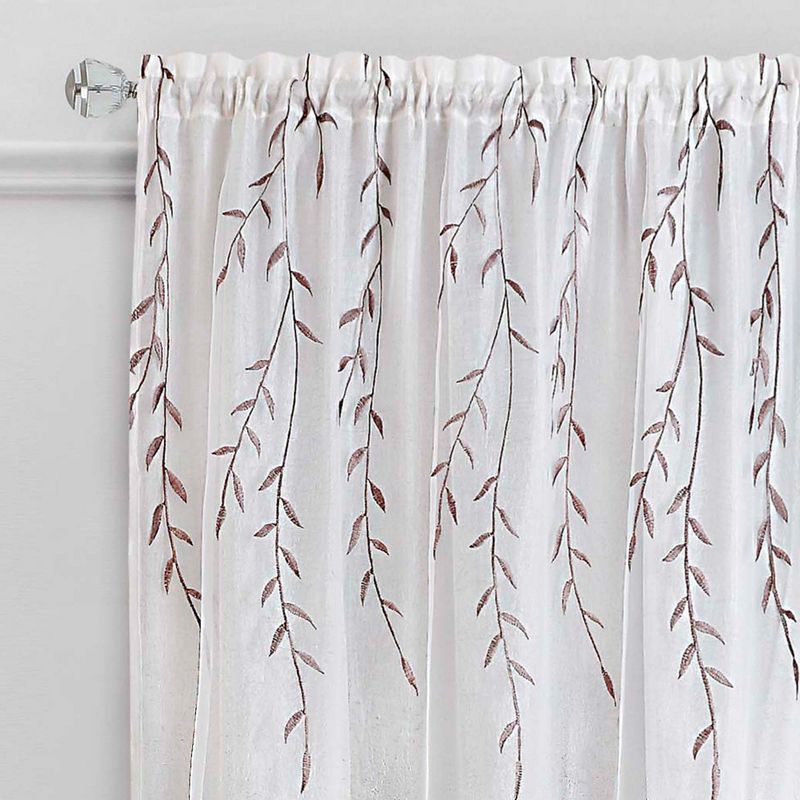 Kate Aurora Traditional Home 2 Pack Double Layered Embroidered Floral Sheer Curtains, 1 of 4