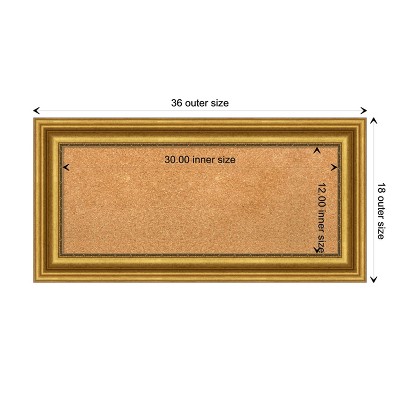 Parlor Gold Framed Natural Cork Bulletin Board 36x18