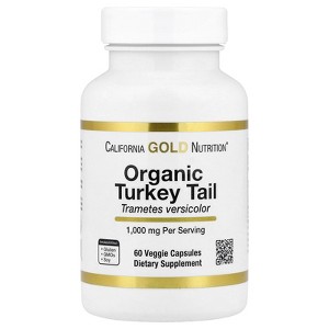 California Gold Nutrition Organic Turkey Tail Mushroom, 60 Veggie Capsules (0.5 g per Capsule) - 1 of 4