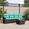 vidaXL 5 Piece Patio Sofa Set with Cushions Black Poly Rattan - Black and Blue - 2 of 4