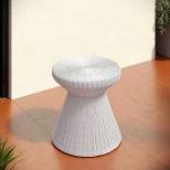 Haven Way Round Hula Indoor/Outdoor Accent Table White