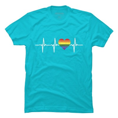 Adult Design By Humans Heartbeat Rainbow Heart Pride By KangThien T-Shirt