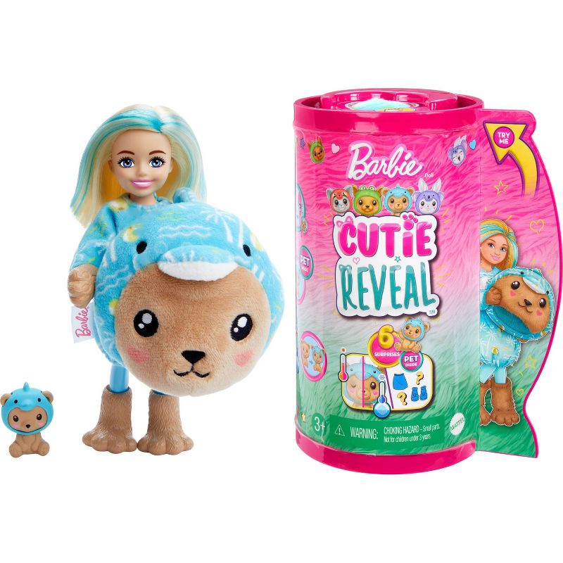 Barbie Cutie Reveal Teddy Bear as Dolphin Costume-Themed Series Chelsea Small Doll &#38; Accessories, 1 of 6
