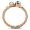 Slickblue Rose Gold Stainless Steel Ring, Sea Blue Synthetic Crystal, Women's Jewelry, Single-Tone, Sizes 5-10 - 3 of 4