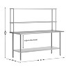 Flash Furniture Rawcliffe Portable Prep and Work Table with 18 Gauge Stainless Steel Top Shelf and Double Overshelves and Galvanized Steel Undershelf - 4 of 4