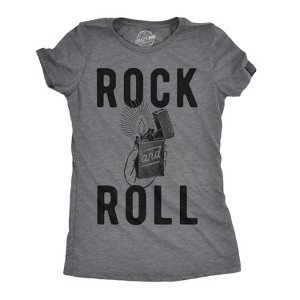 Womens Rock And Roll Lighter Tshirt Funny Music Concert Tee For Ladies - Crazy Dog Women's T Shirt - 1 of 4