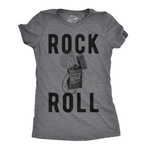 Womens Rock And Roll Lighter Tshirt Funny Music Concert Tee For Ladies - Crazy Dog Women's T Shirt - image 1 of 4