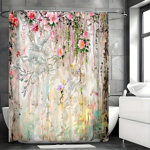 Paaaawaters Bloom Your Bathroom: Vibrant, Proof Floral Curtain with Easy Care & Waterproof Design - 1 of 4