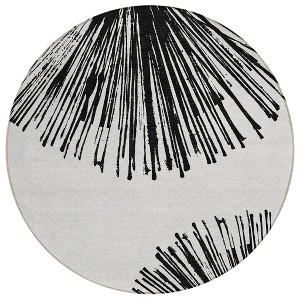 Black And Ivory Abstract Washable Indoor Outdoor Area Rug - 1 of 4