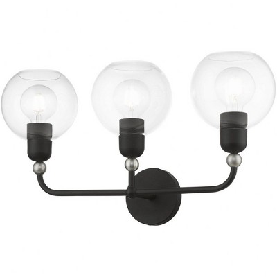 Downtown Elegance 3-Light Vanity Sconce in Black and Brushed Nickel