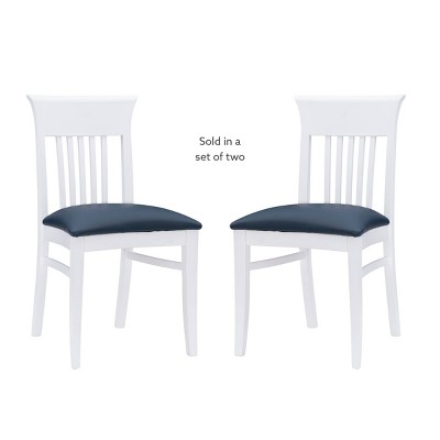 Coastal Cottage Charm White Faux Leather Dining Chairs, Set of 2