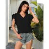 Women Tops for Summer Fashion Trendy Cap Sleeve V Neck Swiss Dot Chiffon Blouse Flowy Loose Fitting Teen T-Shirt - 3 of 4