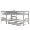 NicBex Twin over Twin Bunk Bed L-Shaped Five Person Pine Bed Frame with Trundle, Ladder and Full Length Guardrail, No Box Spring Required - 3 of 4