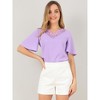 INSPIRE CHIC Women's V Neck Butterfly Sleeve Casual Work Blouse - 3 of 4