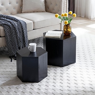 Nesting Coffee Tables, Hexagon Side Table End Table Set of 2 4Q -ModernLuxe