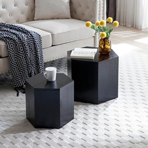 NicBex Modern Hexagon Coffee Table Set of 2,Wooden Center Table for Living Room,Bedroom,Office,Living Room Furniture - 1 of 4