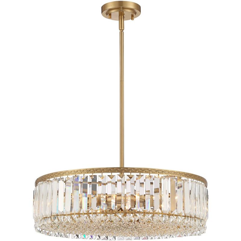 Stiffel Soft Gold Drum Pendant Chandelier 20 1/4" Wide Modern Clear Crystal 5-Light Fixture for Dining Room House Foyer Entryway, 5 of 9