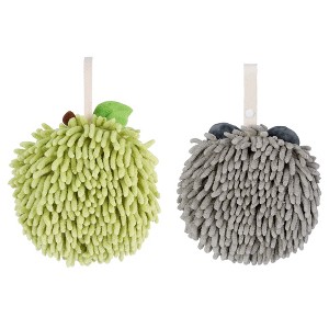 REGALWOVEN 2 Pcs Comfortable Soft Absorbent Chenille Fuzzy Hand Towels - 1 of 4