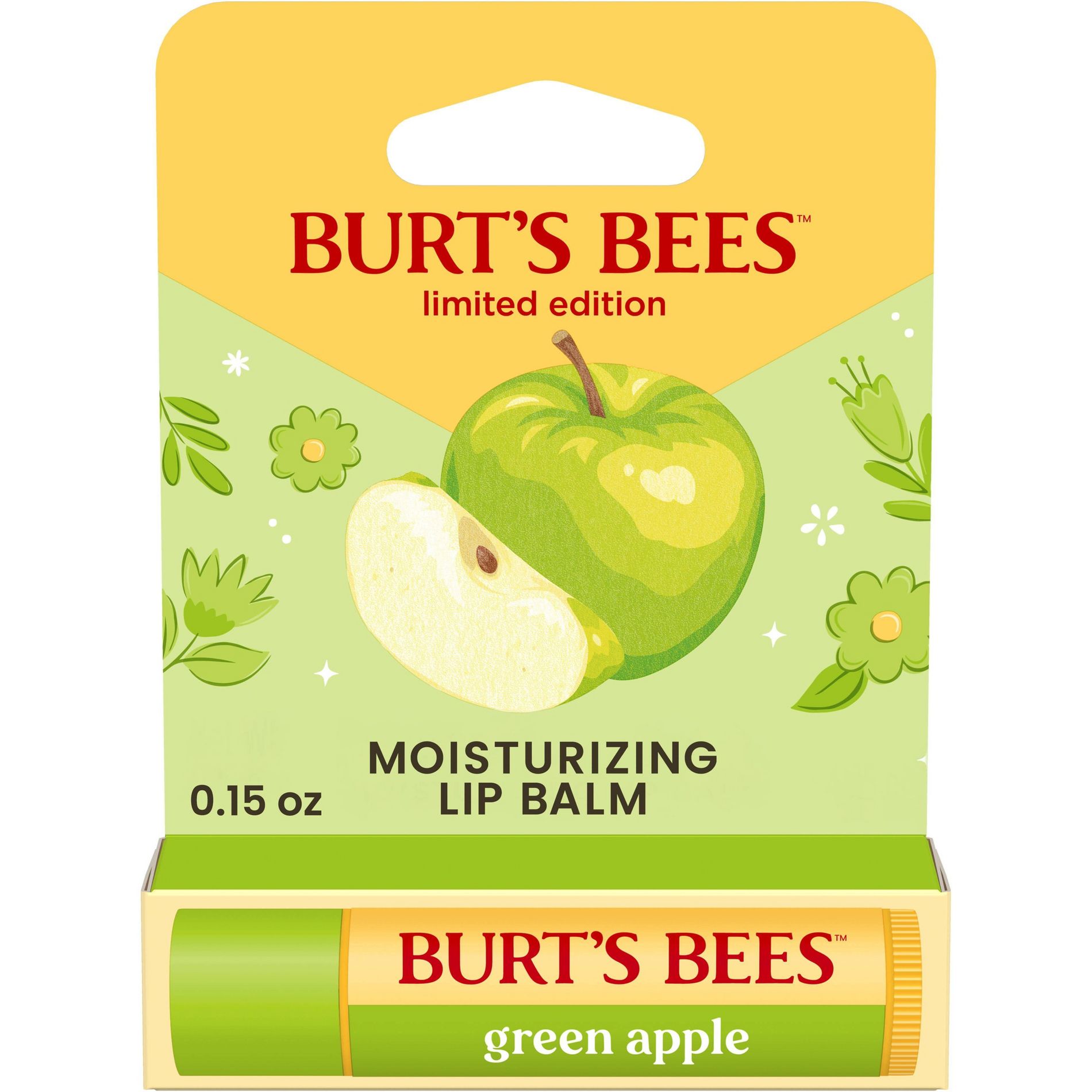 Burt's Bees Green Apple Lip Balm - 0.15oz: Moisturizing, Paraben-Free, Sulfate-Free, Phthalate-Free