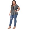 Agnes Orinda Women's Plus Size Boho Round Neck Short Sleeve Print Casual Holiday Blouses - 3 of 4