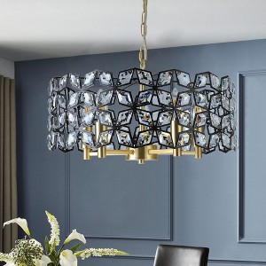 18.9"Modern Crystal Chandelier for Living-Room Round Cristal Lamp Luxury Home Decor Light Fixture,Gold+Black - 1 of 4