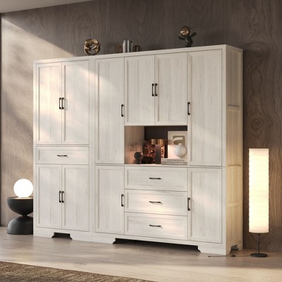 FUFU&GAGA Multifunctional Modular Storage Cabinet Bookcase Display Cabinet with Adjustable Shelving, Drawers & Safety Features