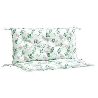 vidaXL 2pcs Green Outdoor Garden Bench Cushions - 39.4"x19.7"x2.8" - Leaf Pattern - UV and Water-Resistant Polyester Fabric