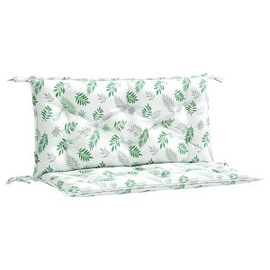 vidaXL 2pcs Green Outdoor Garden Bench Cushions - 39.4"x19.7"x2.8" - Leaf Pattern - UV and Water-Resistant Polyester Fabric - 1 of 4