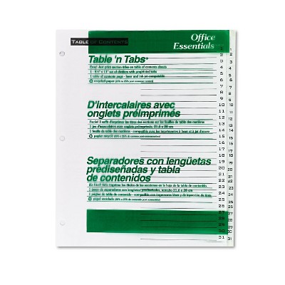 Office Essentials Table 'n Tabs Dividers 31-Tab Letter 11680