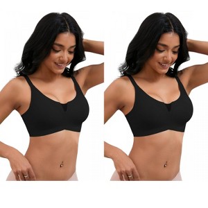 INSPIRE CHIC 2 Pcs Women's Mesh Wirefree Adjustable Straps Padded Comfortable Push Up Bras - 1 of 4