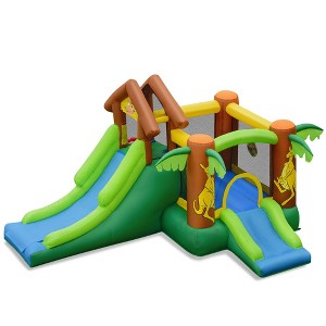 Costway Kids Inflatable Jungle Bounce House  Dual Slide Jumping Castle Bouncer - 1 of 4