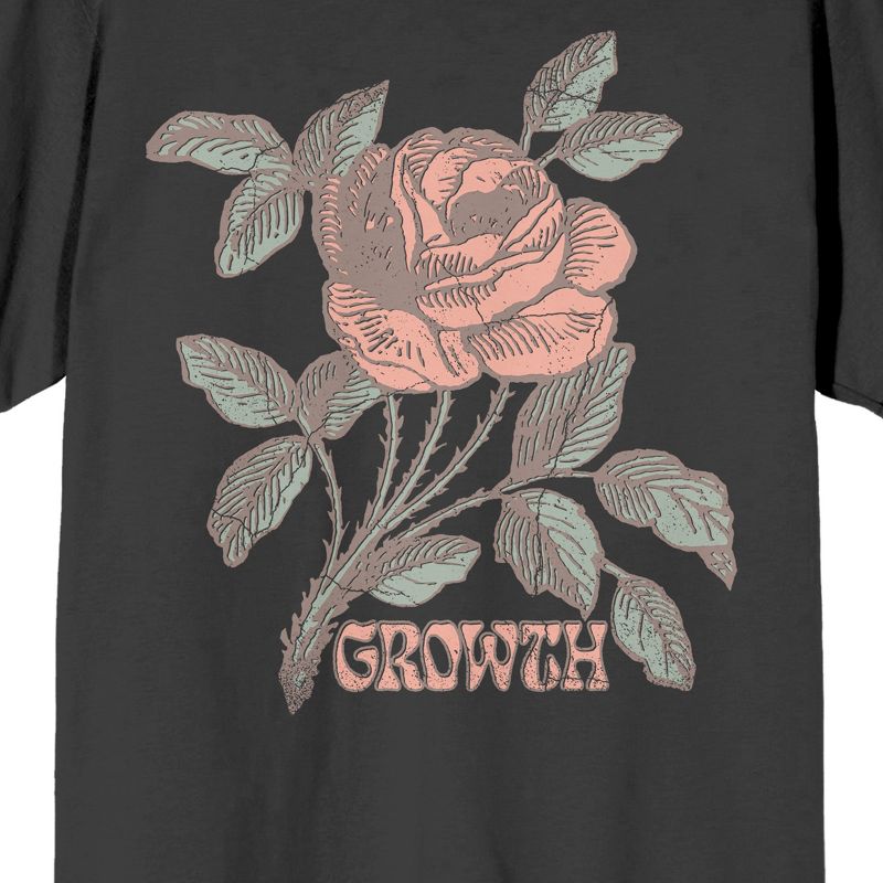 Vintage Rose Positive Message "Growth" Men's Charcoal Heather Short Sleeve Crew Neck Tee, 2 of 4