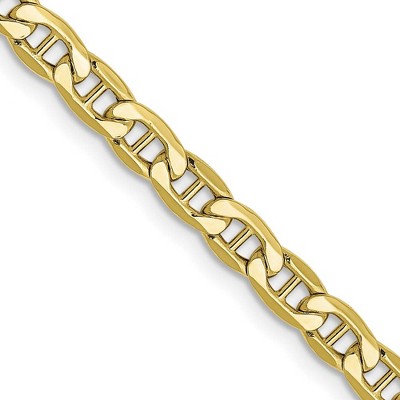 Black Bow Jewelry 4mm 10K Yellow Gold Hollow Anchor Chain Necklace