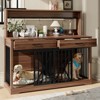 VisioGear Dog Crate with 2 Storage Drawers and Shelves, Side End Table for 2 Dogs with Divider Locks, Brown, 55.1"*23.6"*55.25" - 4 of 4