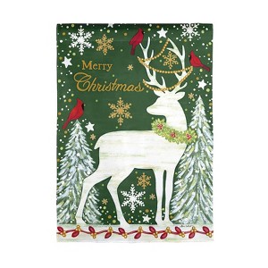 Evergreen Merry Christmas Reindeer Garden Suede Flag - 1 of 4