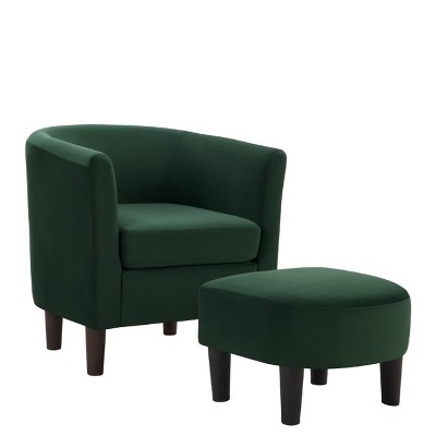 GlasFlength Accent Chairs Swivel Accent Chair Chenille Barrel Armchair with Ottoman Set Modern Side Chair for Room, Black, 26.8"*24.4"*26.6"