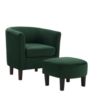 GlasFlength Accent Chairs Swivel Accent Chair Chenille Barrel Armchair with Ottoman Set Modern Side Chair for Room, Black, 26.8"*24.4"*26.6" - 1 of 4