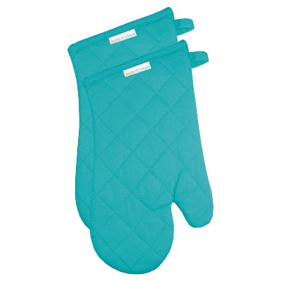 2pc Cotton Striped Oven Mitt and Pot Holder Set Blue - Threshold™