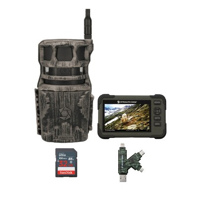 Stealth Cam Revolver 40MP Pro 360 Degree Cellular Trail Camera with Card Viewer 32GB Memory Cards and Card Reader