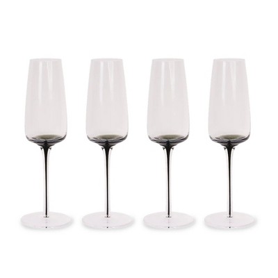 Hotel Collection Smoke Stem Champagne Glasses - Smoky Black Champagne and Coupe Flutes