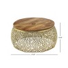 Christopher Knight Home Kinsley Modern Aluminum and Mango Wood Handcrafted Round Coffee Table Gold - 3 of 4